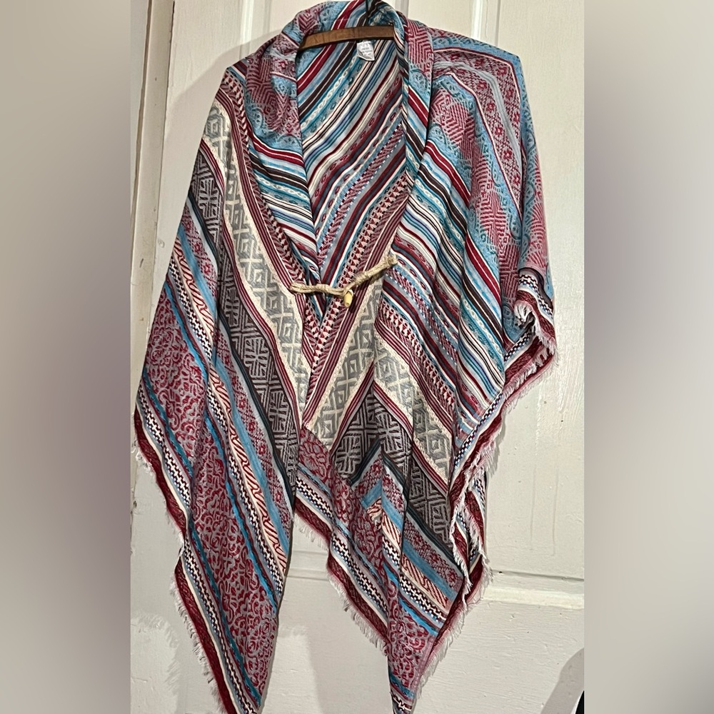 Cracker Barrel Poncho Shawl Wrap One Size Western Aztec Boho